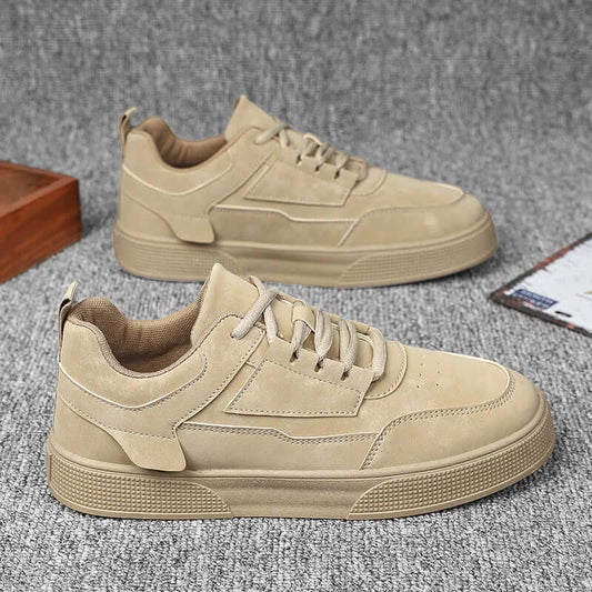 Men's Suede Casual Sneakers in beige with cushioned sole for everyday comfort