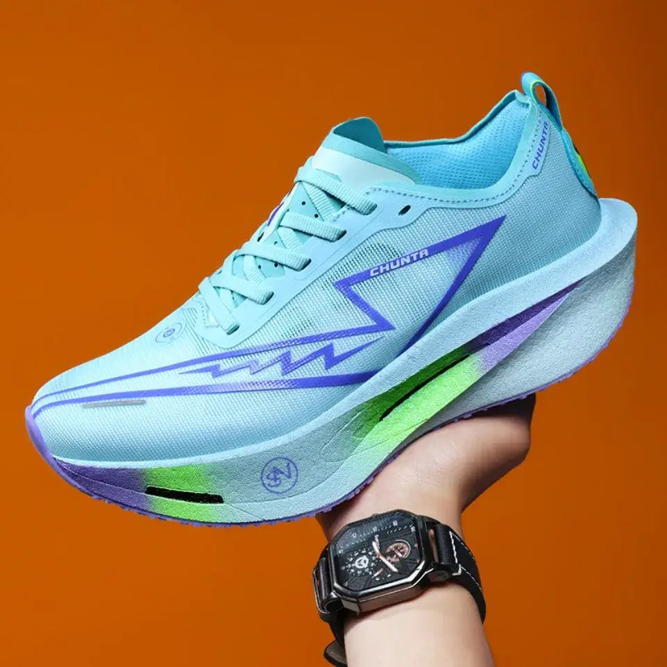 Men Sports Breathable Lightweight Athletic Sneakers in blue with breathable running shoe construction