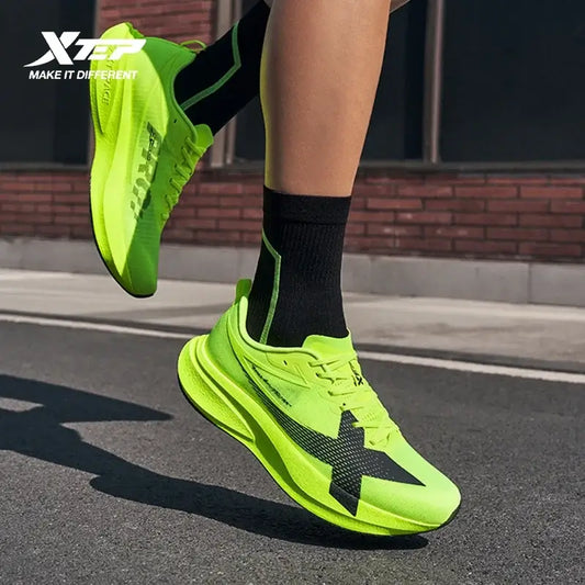 XTEP 2000km PRO Running Shoes in neon green worn during road running
