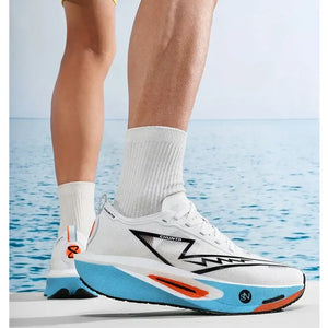 Running Shoes Carbon Board Speciality Marathon Men in white and blue for long-distance racing