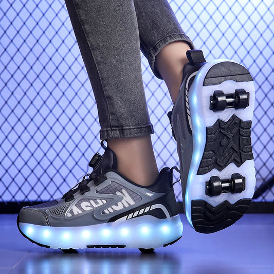 4-Wheels Removable Wheeled Rolling Shoes