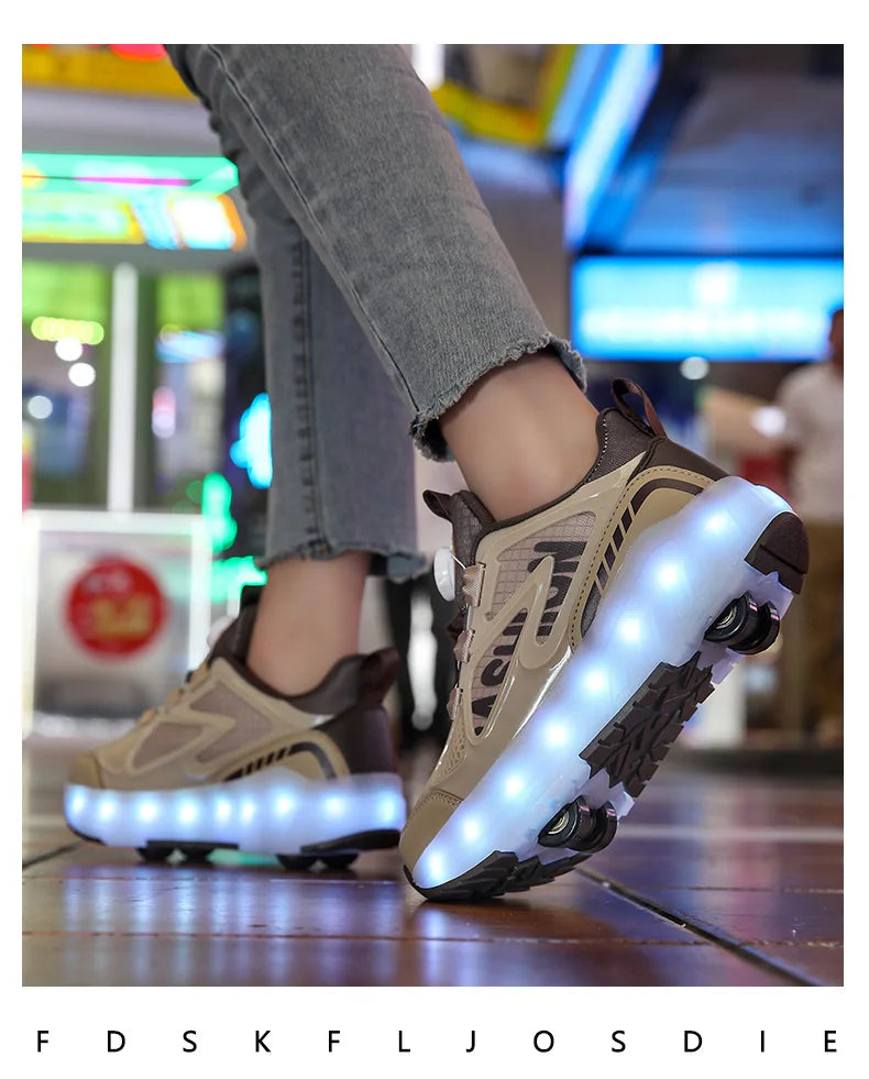4-Wheels Removable Wheeled Rolling Shoes