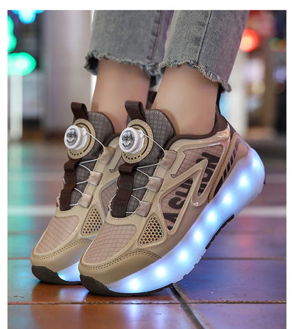 4-Wheels Removable Wheeled Rolling Shoes